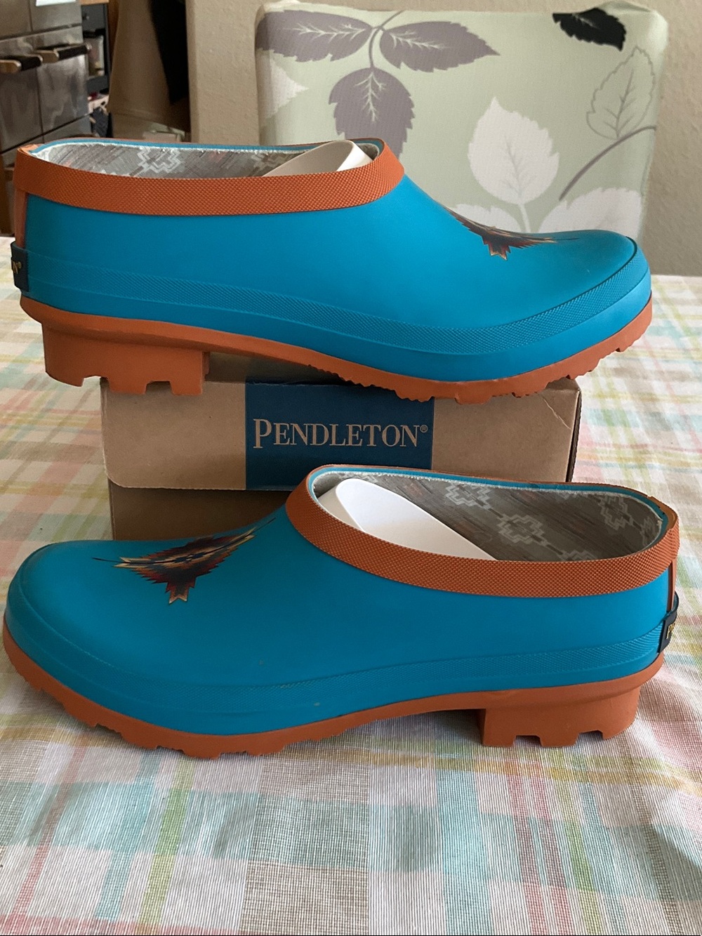 Pendleton Pagosa Spring Torquoiseand brown slip-on rubber clogs - Picture 3 of 3